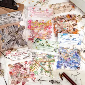 30 Sheets/bag Sticker Pack, Vintage Feather Series Romantic Feather Theme Decorative Material, Hand Account Stationery Water Bottle Multi-Scene Decoration