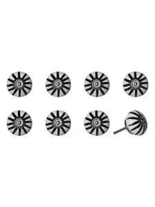 212 MAIN 1.5in Ceramic-Metal Drawer Pull Knobs - Artisan-Crafted, Hand-Painted, Black & White, Set of 8, for Traditional Home Decor