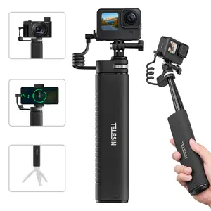 TELESIN Power Selfie Stick 10000mAh – Rechargeable Camera Grip, Extendable Selfie Stick & Power Bank for GoPro, DJI Action & Smartphones