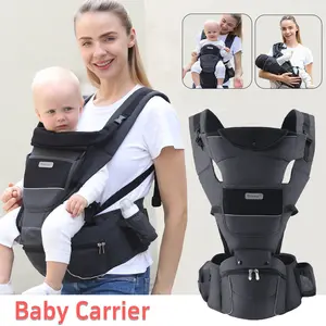 Multifunctional Baby Carrier with Adjustable Waist Seat, Ergonomic Infant Carrier with Butt Pad, Hands-Free Travel for Newborns to Toddlers