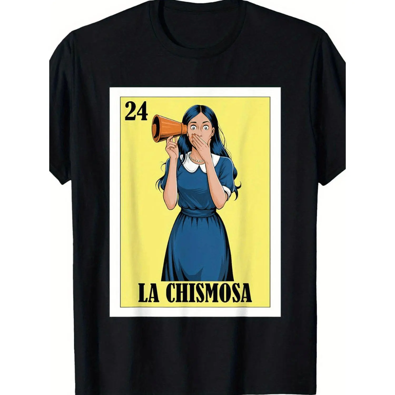 La Chismosa Women's Mexican Graphic Cotton T-Shirt - Soft Breathable Short Sleeve Round Neck Tee with Bold Gossip Girl Cartoon Art