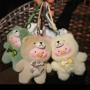 Lulu Pig Plushies Keychains Bag Charms - Adorable Bear & Pig Designs with Bow Ties for Fun and Functional Accessories