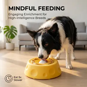 Dog Slow Feeder Lick Bowl with Rolling Ball – Silicone Anti-Slip Pet Feeding Toy for Boredom Relief & Slow Eating