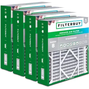 Filterbuy 20x26x5 Air Filter (4-Pack), Pleated MERV 8 Dust Defense HVAC AC Furnace Air Filters for Electro-Air, Emerson, Lennox, White Rodgers, and More