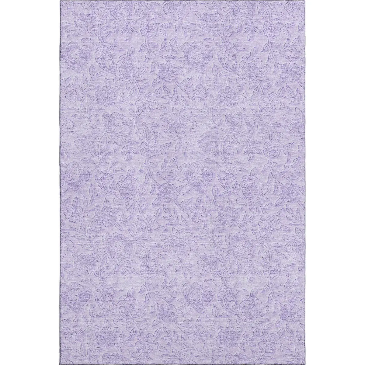 HomeRoots 665056 10 x 14 ft. Lilac & Ivory Floral Transitional Washable Machine Made Rectangle Area Rug with UV Protection