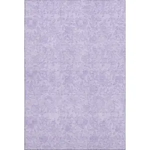 HomeRoots 665056 10 x 14 ft. Lilac & Ivory Floral Transitional Washable Machine Made Rectangle Area Rug with UV Protection