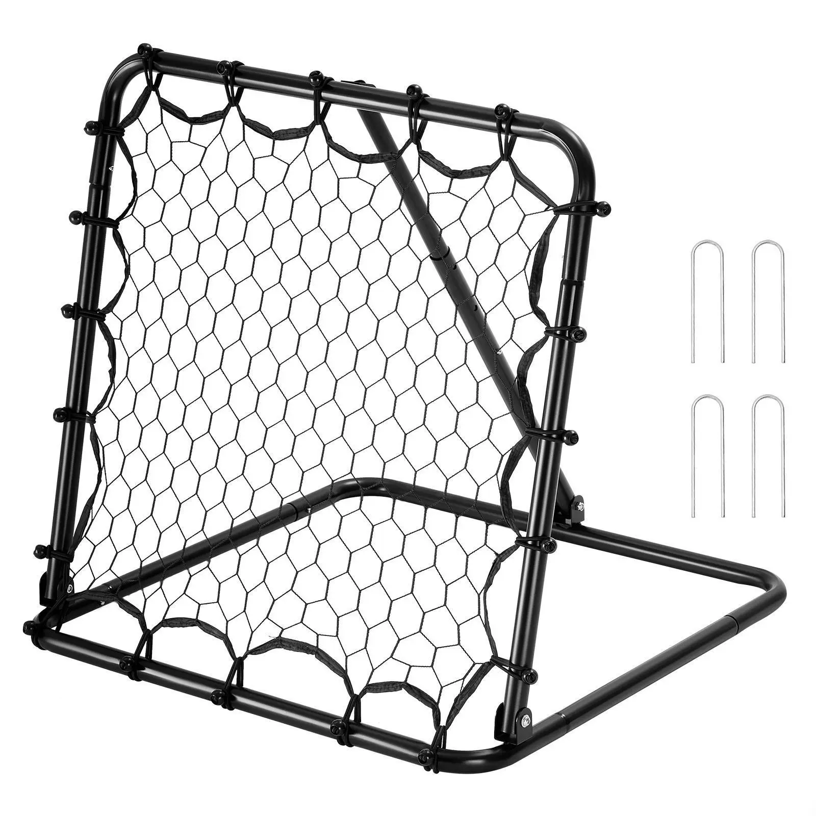 VEVOR 34"x34" Kick-Back Soccer Rebounder with PE Knot Net, Foldable Football Training Equipment for Easy Storage, Ideal for Special Occasions, Plastic, Iron Frame, Adjustable Angles, Birthdays, Portable Football Nets, Rebounder Football Nets