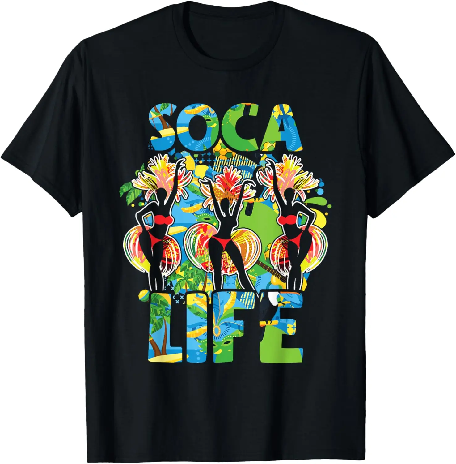 100% Cotton Unisex Soca Life Funny Carnival Party Graphic T-Shirt