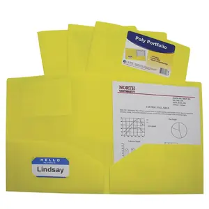 212 MAIN 2-Pocket Heavyweight Poly Portfolio Folder, Yellow, 25-Pack, Letter Size