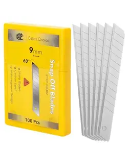Bates- Snap Off Blades, 100 pcs, 9mm, 60 Degree, Carbon Steel Razor Blades, Razor Blade Retractable