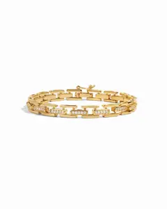 Sami Jewels CZ Link Bracelet, Gold Plated Bracelet, Chain Bracelet, Statement Bracelet, Cubic Zirconia Bracelet, Stackable Bracelet, Statement Jewelry 