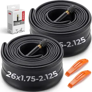 26"/27.5" x 1.75/1.95/2.10/2.125 Bike/Ebike Tube 2 Pack with 2 Tire Levers, Standard Butyl Rubber Inner Tube, Low Heat High Stretch, 35mm Schrader Valve, Leak Resistant, Easy Install for Road/MTB