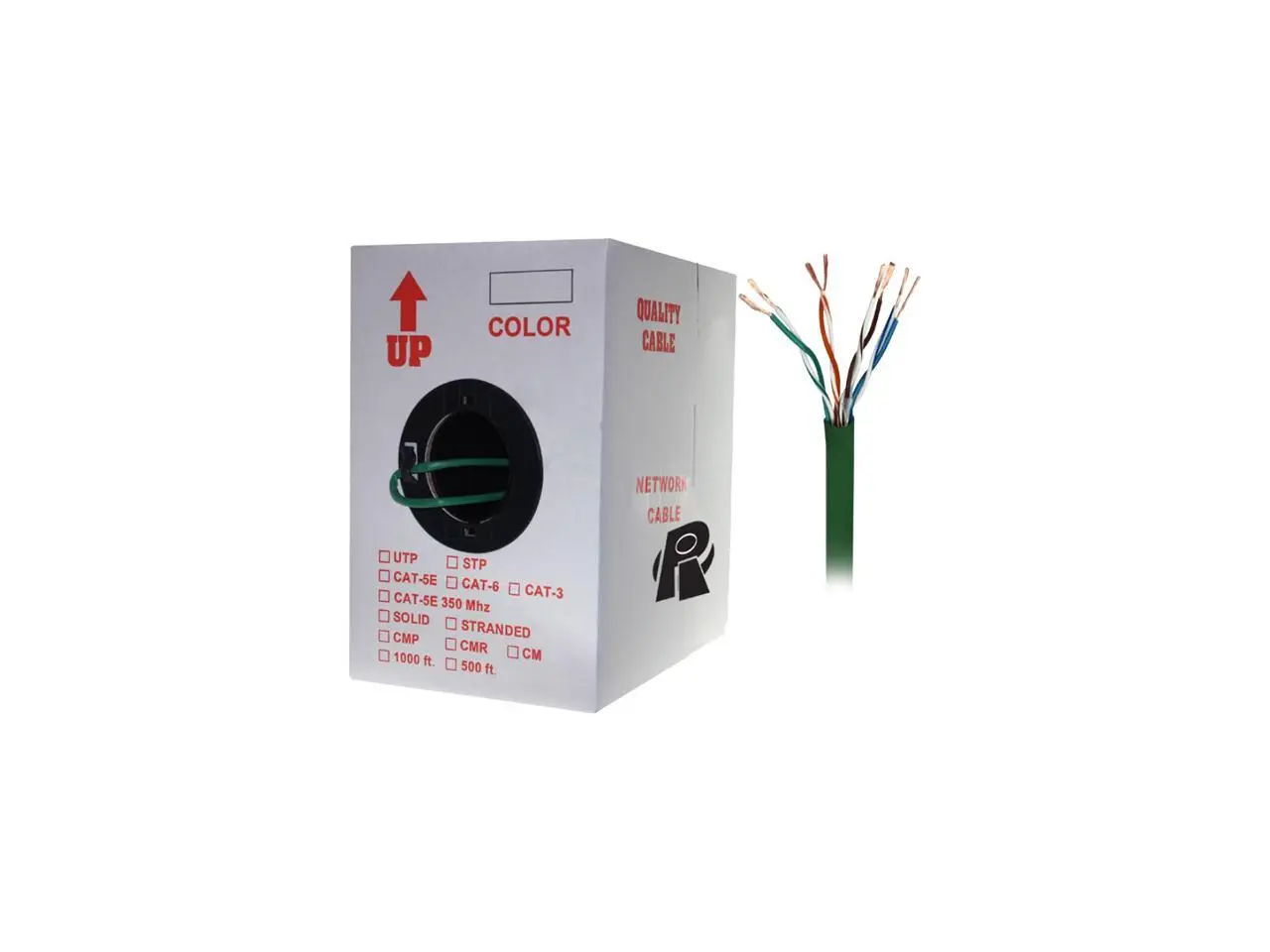 Nippon Labs 50CP-C6-ST-1K-GN 1000 ft. Bare Copper 24AWG Cat6 Bulk Cable, Stranded Wire - Green