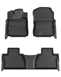 GARVEE Floor Mats for 2014-2021 Toyota Tundra CrewMax Cab, TPE All Weather Custom Fit 1st and 2nd Row Floor Liner, Black