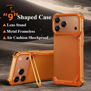 Cafele Phone Case - Oatsbasf 9-Design Cover for iPhone 17 Pro Max/17 with Stand Metal Edgeless Minimalist Bumper Shock-Resistant Protection Air Cushion Wireless Charging Lens Protection