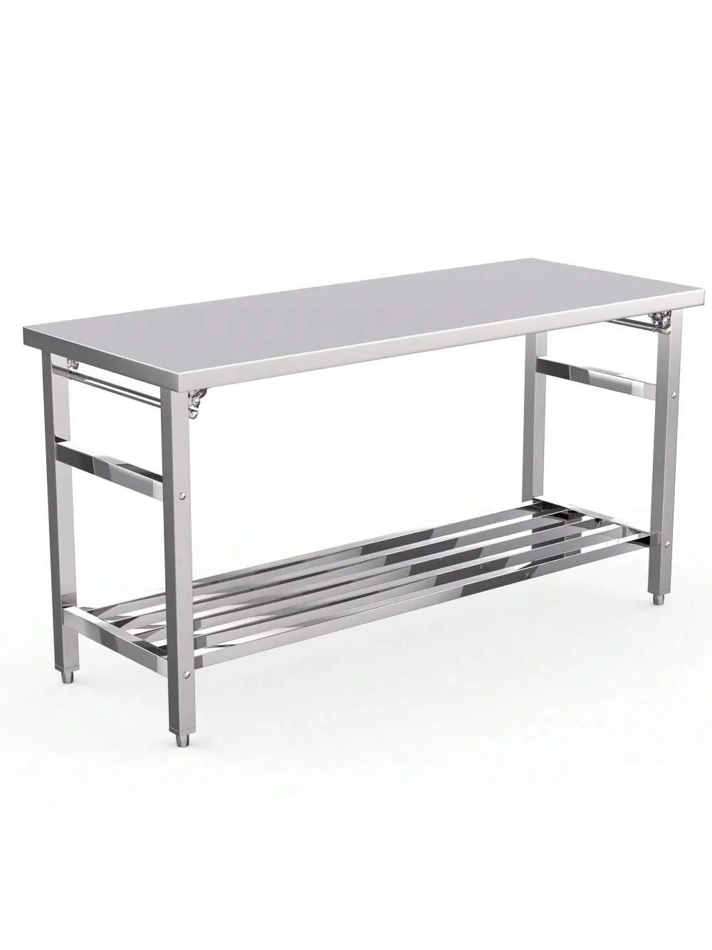 【Christmas Gift】24 X 60 Inches Stainless Steel Work Table For Prep & Work, Folding NSF Heavy Duty Commercial Food Prep Worktable With Adjustable Undershelf For Kitchen Prep Work