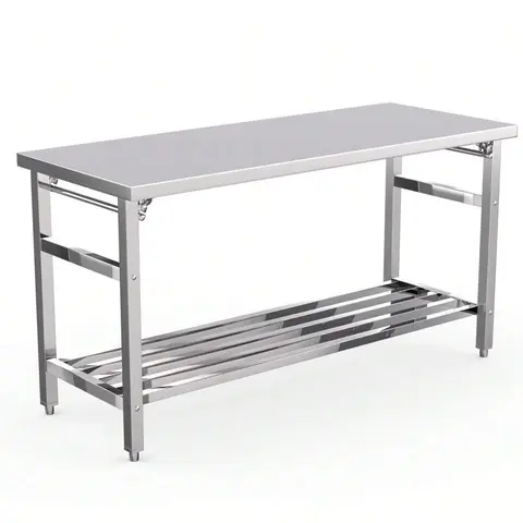 【Christmas Gift】24x60 in Heavy-Duty NSF Stainless Steel Work Table - Spacious Storage, Adjustable Undershelf, Durable Steel Frame for Restaurants, Kitchen to Workshop Use