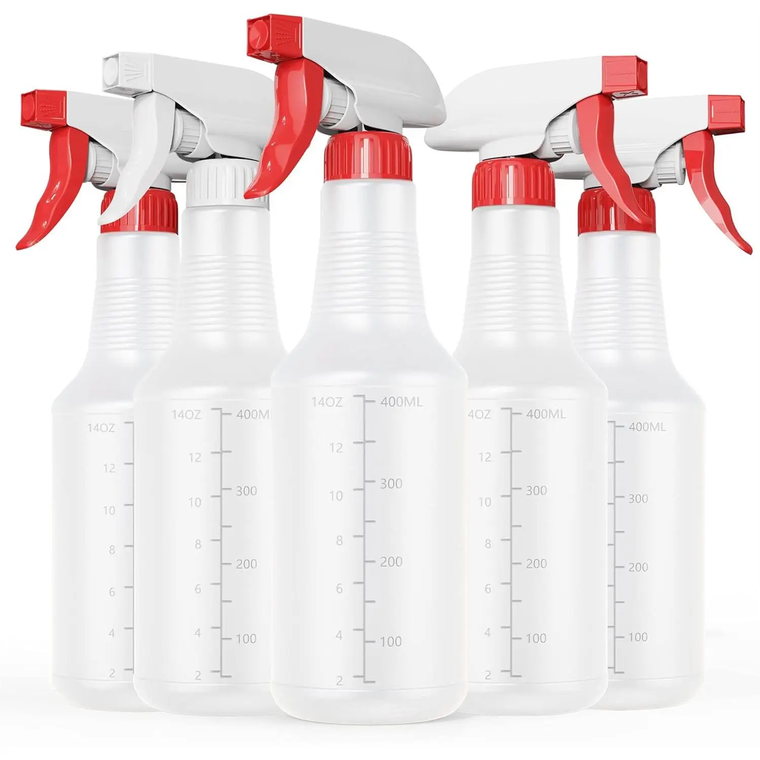 HDPE  Bottles 5 Pack 16 Oz with Adjustable Nozzle & 3  Modes for Cleaning Solutions Household Commercial Industrial Use Leakproof Clog-Free