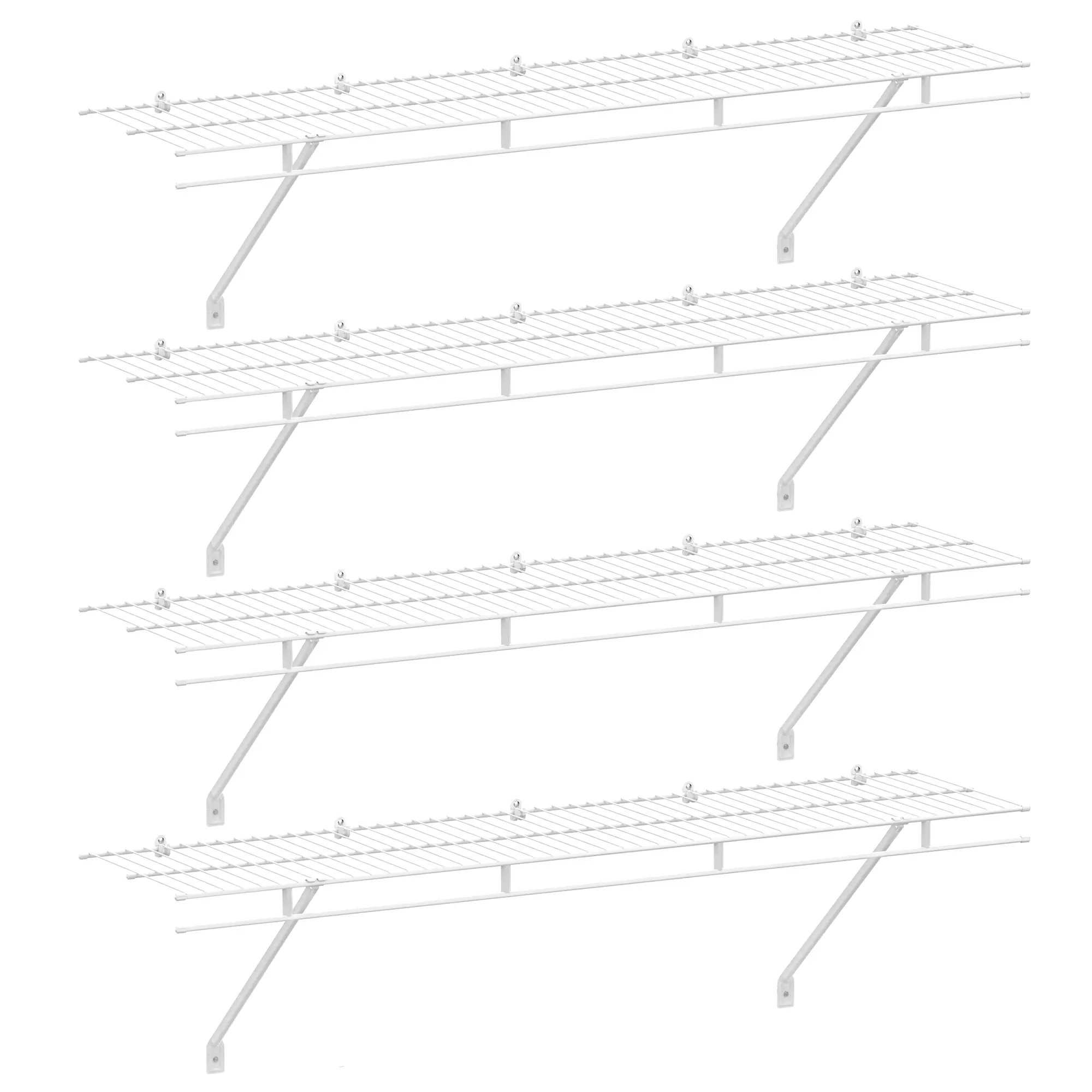 #fathersdaygift HAUSHOF Closet Shelves Wall Mounted 4-Pack, 4 ft x 12in White Wire Shelving for Laundry Room, Closet, Basement Organization and Storage