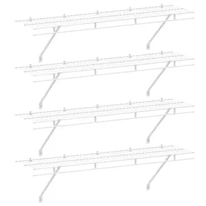HAUSHOF Closet Shelves Wall Mounted 4-Pack, 4 ft x 12in White Wire Shelving for Laundry Room, Closet, Basement Organization and Storage