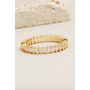 Oval Stud Pave Metallic Band Ring women jewelry