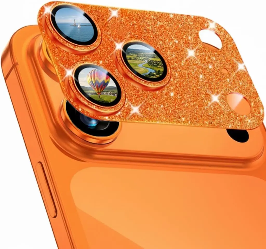 9H Hardness Tempered Camera Lens Screen Protector for iPhone 17-17 Air-17 Pro-17 Pro Max, Sparkle Bling Diamond Look, Ultra HD, Scratch Resistant, Anti-Crack, Easy Install, Protective Cellphone Phone Accessories toolupgrade