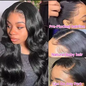 18 inches Body Wave Human Hair Glueless Wig High Density Brazilian Lace HD 13x6 Pre-Plucked Natural Baby Hair Can Do Any Part