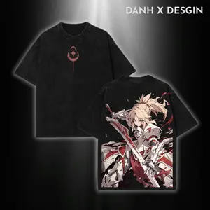 Saber (Artoria Pendragon) – Fate/stay night Oversized Vintage Washed Tee | Anime Streetwear Heavy Cotton Graphic Shirt