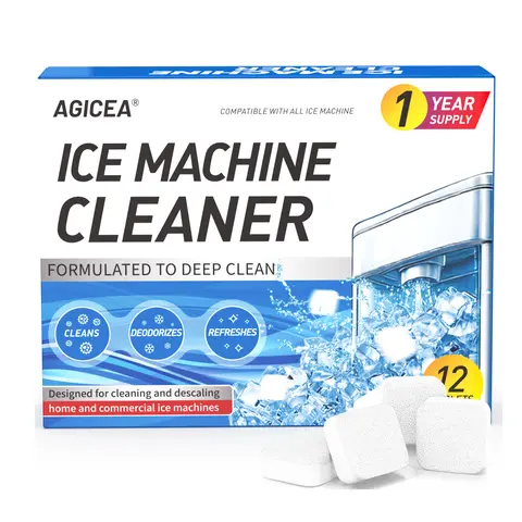 AGICEA 180g Ice Machine Descaling Tablets (12 Pieces) - Warm 40°C Dissolve, 15-20 Min Cycle, Auto Self-Clean Mode Compatible, Fits Ice & Coffee Appliances, Residue-Free Household Solution