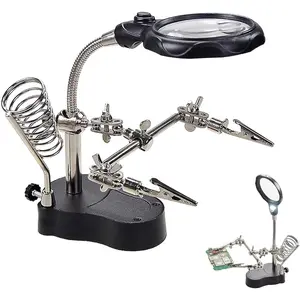 3.5X12X Helping Hands Soldering Station with LED Light &  Clips - Magnifier Stand for Welding PCB Repair  Craft Hobby Model Building Watch Repair