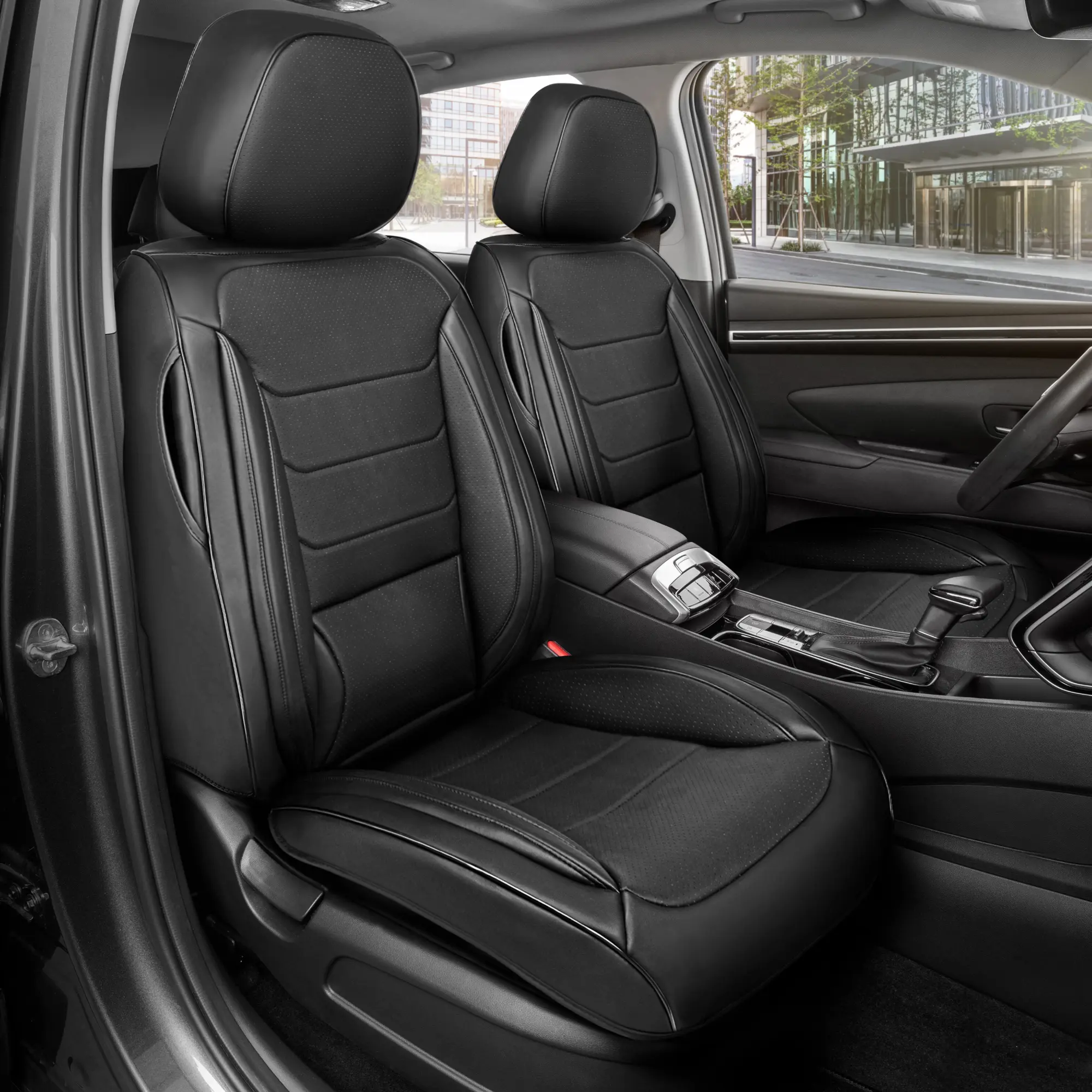 MotorBox Patriot Edition Essential Series Leather Seat Covers for Trucks & Cars - Waterproof, Airbag-Safe, Full-Size Fit