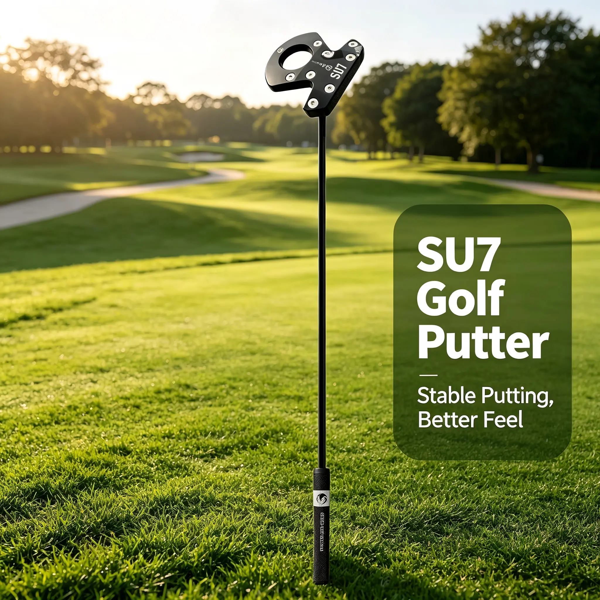 SU7Mallet Golf Putter - Mallet Shape, High MOI Design, Steel Insert Face, Forgiveness, Alignment Aid, Off-Center Hit Correction, Clean Feel Firm Feedback, Large Hitting Area UnisexIdeal for Putting Green Practice, Precision Golf Club with Long Shaft