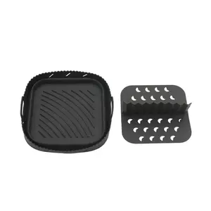 8.5 Inch Foldable Silicone Air Fryer Tray, Fryer Liners, Heat Resistant Reusable Non-Stick Baking Mat, Easy Clean Kitchen Appliance Accessory