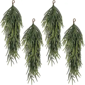 2/4 Pcs 26.6 Inch Long Artificial Christmas Teardrop Door Decorations, Faux Pine Needle Design, Indoor Outdoor Holiday Decoration, Hanging Ornaments