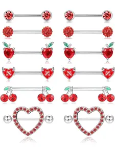 6 Pairs 14G Nipple Rings for Women 316L Stainless Steel Heart Butterfly Moon CZ Flower Barbell Nipple Rings Set Cute Nipplerings Piercing Jewelry