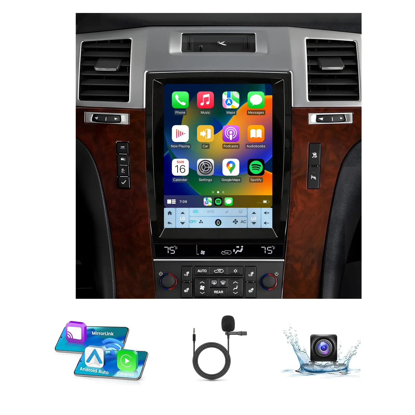 9.7" Android 14 Car Radio Compatible with Cadillac Escalade 2007-2014, Wireless CarPlay/Android Auto, 4G+64G, GPS, BT, Supprt Steering Wheel Control & Backup Camera