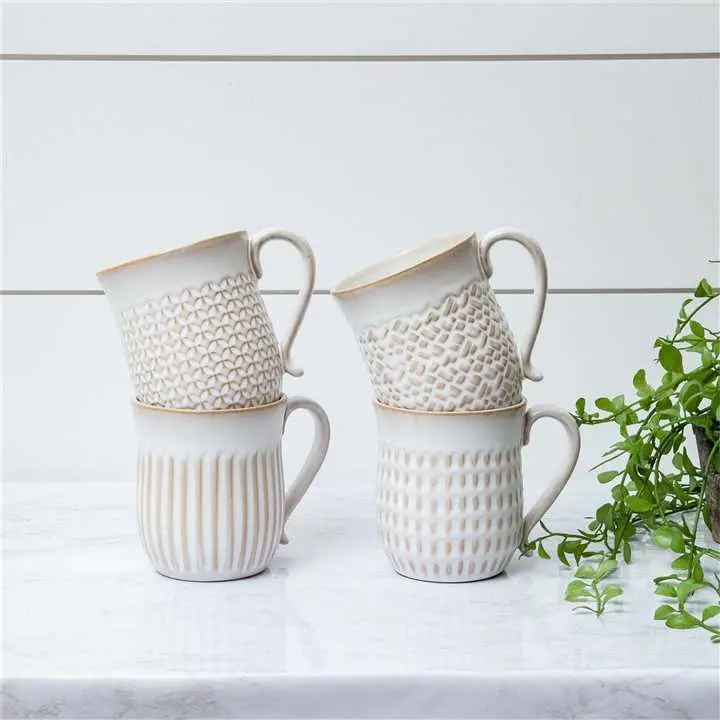 Cream Reactive Glaze Patterned Mugs Random Pattern