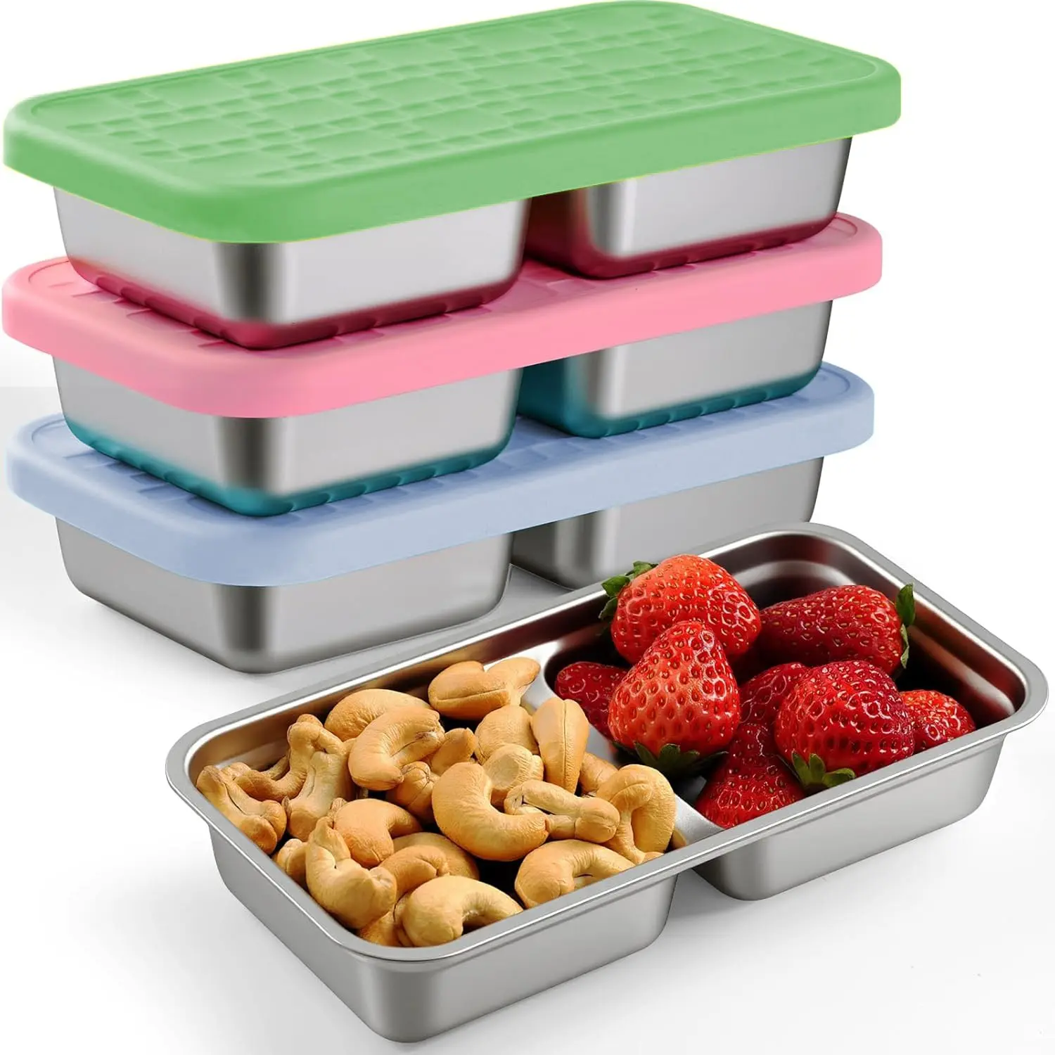 Stainless Steel Snack Containers, Double Compartment Food Preservation ...