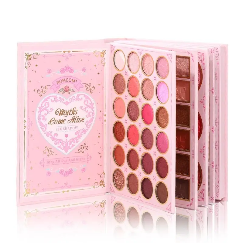 Pink Fairy Tale Makeup Book Multifunctional Cosmetic Eyeshadow and Blush Palette Girlish Makeup Set Gift-Appropriate Box Complete Makeup Set Glam Set