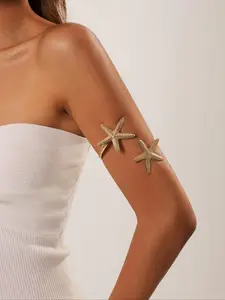 Vintage Bohemian Ocean Style Metal Starfish Cuff Bracelet, Perfect for Women's Daily and Vacation Wear, Stylish Body Arm Ring