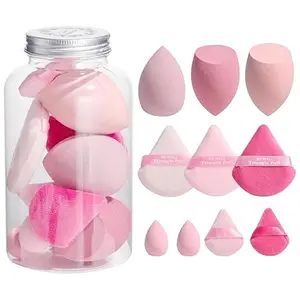 BS-MALL 10-Pack Makeup Sponges & Triangle Puffs | Pink Soft Pearl Cotton | For Foundation, Concealer & Detail Blending