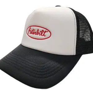 Peterbilt Foam Trucker Style Cap embroider in red.