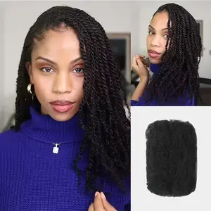 Encharm 50g/pack Afro Kinky Bulk Human Hair for Braiding - 100% Real Soft Hair for Mini Twist, Braiding, Loc Extensions & Crochet, Kinky Curly Hair Bulk, Natural Afro Bulk for Dreadlocks