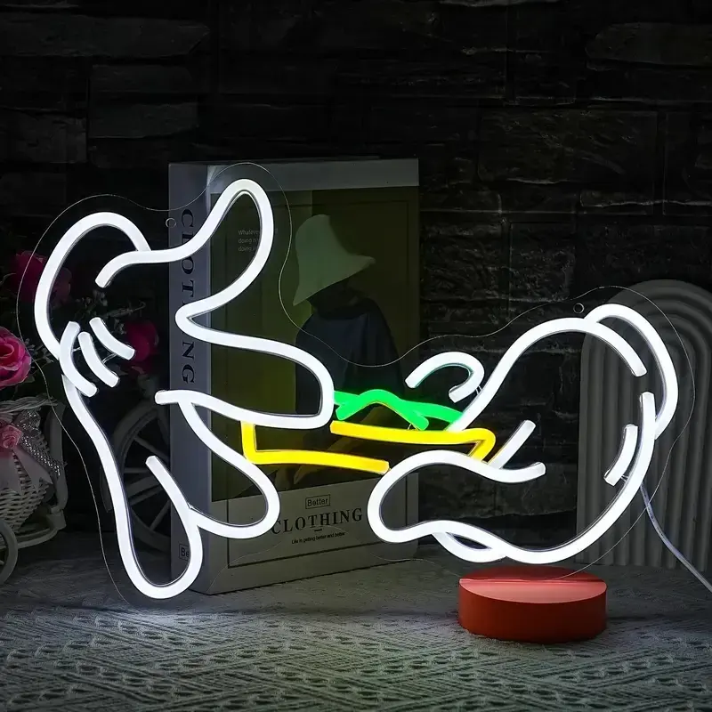 Green Leaf LED Neon Sign with Holding Hand Glove Design, Wall Decor for Man Cave and Bar, LED Neon Lights, Room Decor, Decorative Lights, Men's Room Decor