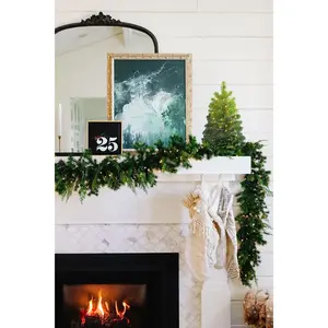24" Pre-lit Tabletop Ombre Green Christmas Tree with Plastic Stand
