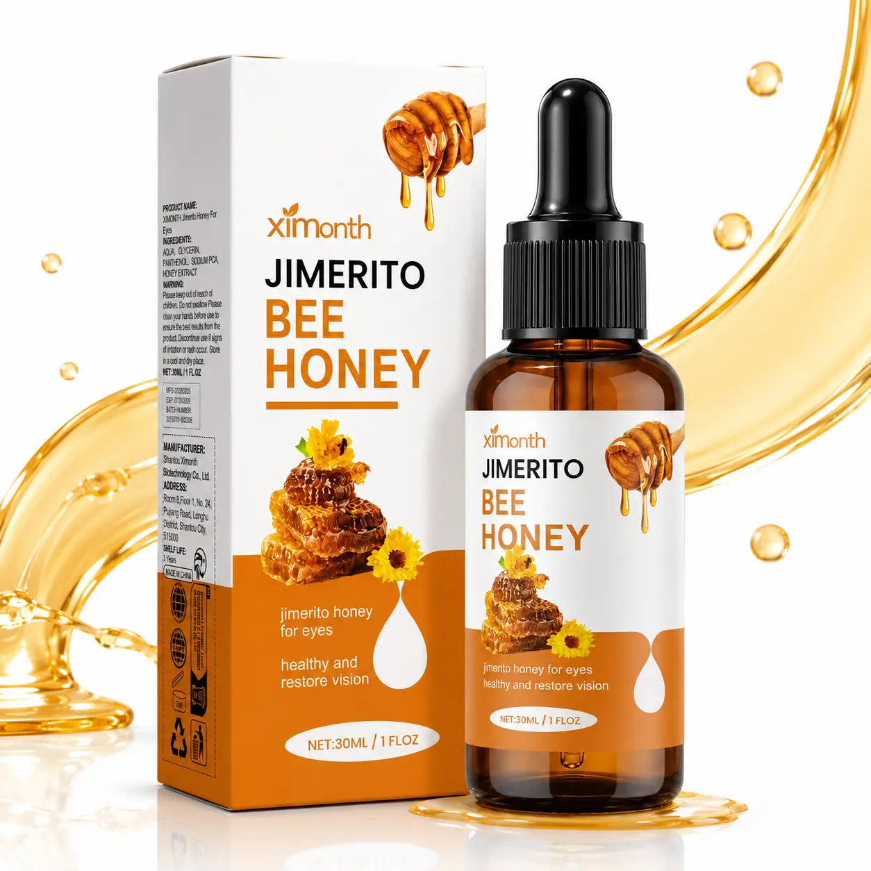 Honey Blend Eye Drops with Glycerin, Panthenol, Sodium PCA and Honey Extract - 30mL Daily Use Eye Care Solution