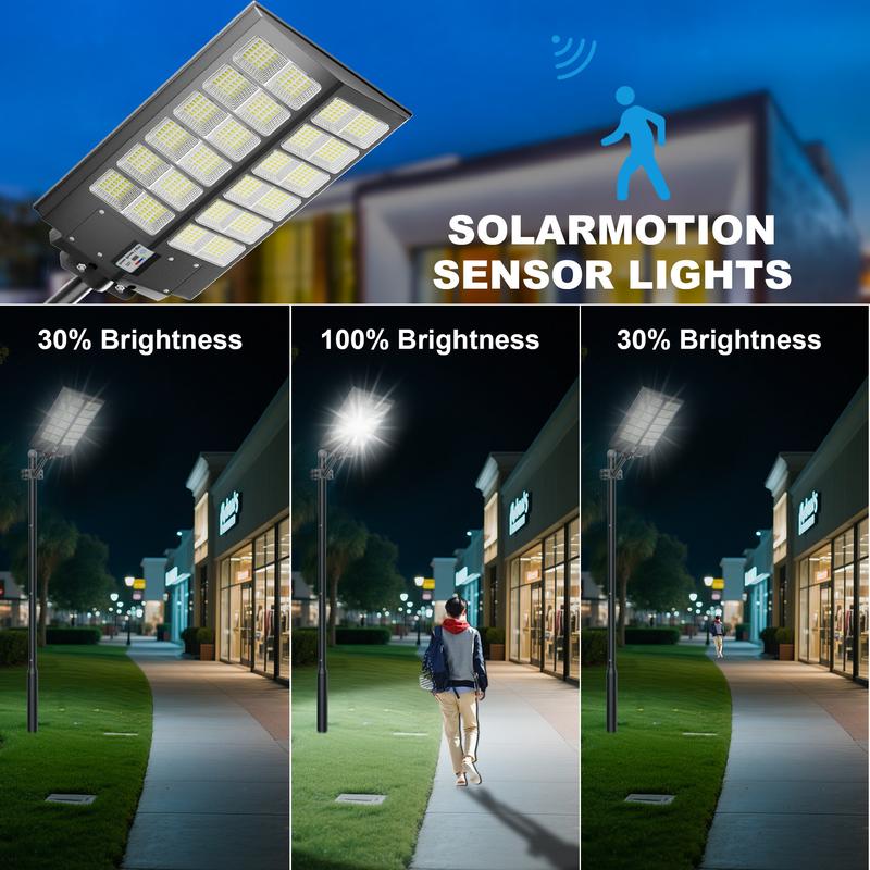 2-Pack Pro Large Solar Street Lights Outdoor IP67 Waterproof with Motion Sensor & 3 Lighting Modes for Yard Driveway Parking