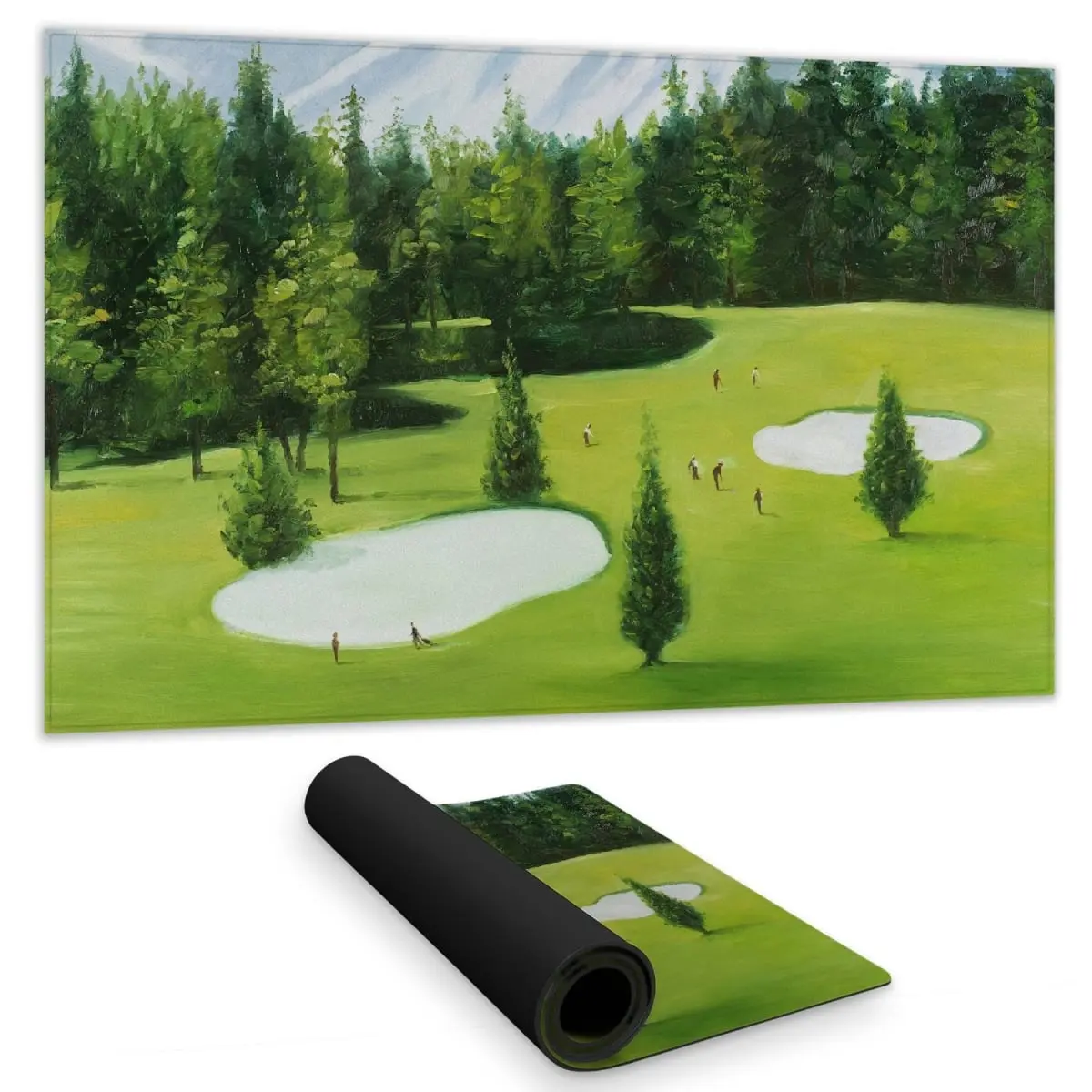 360 Stand 14x24 in. Non-Slip Rubber Backing Golf Course Mountains Landscape Desk Mat - Desktop Accessory, Non Slip Mousepad, Work Desk Accessories, Home Decor Supply, Office Desk Accessories