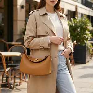 Premium Women's Top Grain Leather Hobo Bag Small Crossbody Purse Pebbled Dumpling Bag