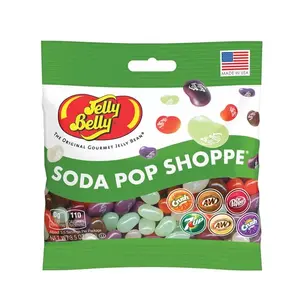 Jelly Belly Soda Pop Shoppe Flavored Jelly Beans Candy 3.5 oz Peg Bag Made in USA Orange Crush A&W Root Beer Dr.Pepper 7up Crush Grape Flavor Gluten Free Chewy Snack